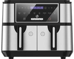 Equivera Dubbele Airfryer - Dubbele Mand - Dual Cook - Heteluchtfriteuse - Verschillende Programma's - Dual Zone - Mega