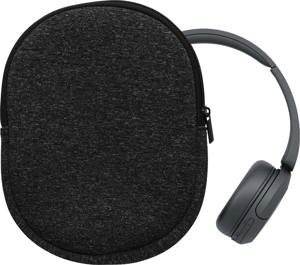 kwmobile hoes geschikt voor Sony WH-CH520 / WH-CH510 / MDR-ZX110 - 22,5 x 17 cm - Beschermhoes voor headset in antraciet / wit - Van neopreen — afbeelding 1