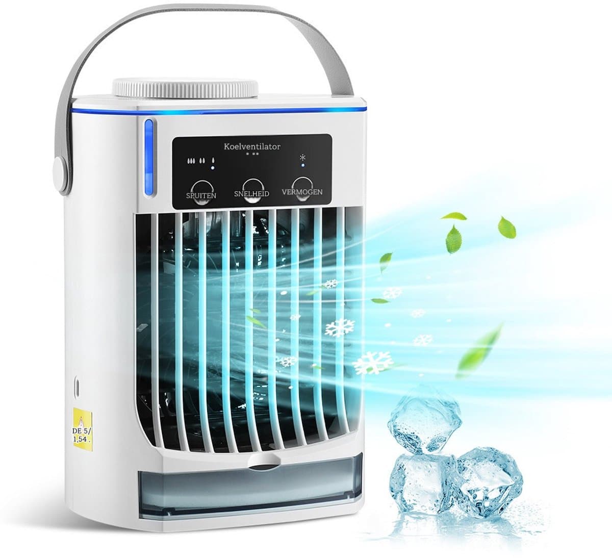 DrPhone EcoBreeze MultiFlow - Multifunctionele Koelventilator – Draagbaar En Compact – Met Drie Windsnelheden – 500ML Watertank – Ingebouwde Schoonmaak Filter - Wit — afbeelding 1