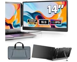 CRLYN® Portable Monitor - Tri Screen - Laptop Uitbreider - Full HD - Zwart