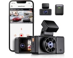 3 Lens Dashcam 5GHz WiFi met spraakbesturing - 1944P + dubbele 1080P autocamera - GPS - IR nachtzicht - 24 uur Parkeerbewaking - auto camera vrachtwagen - Max 512G Dashcam voor auto