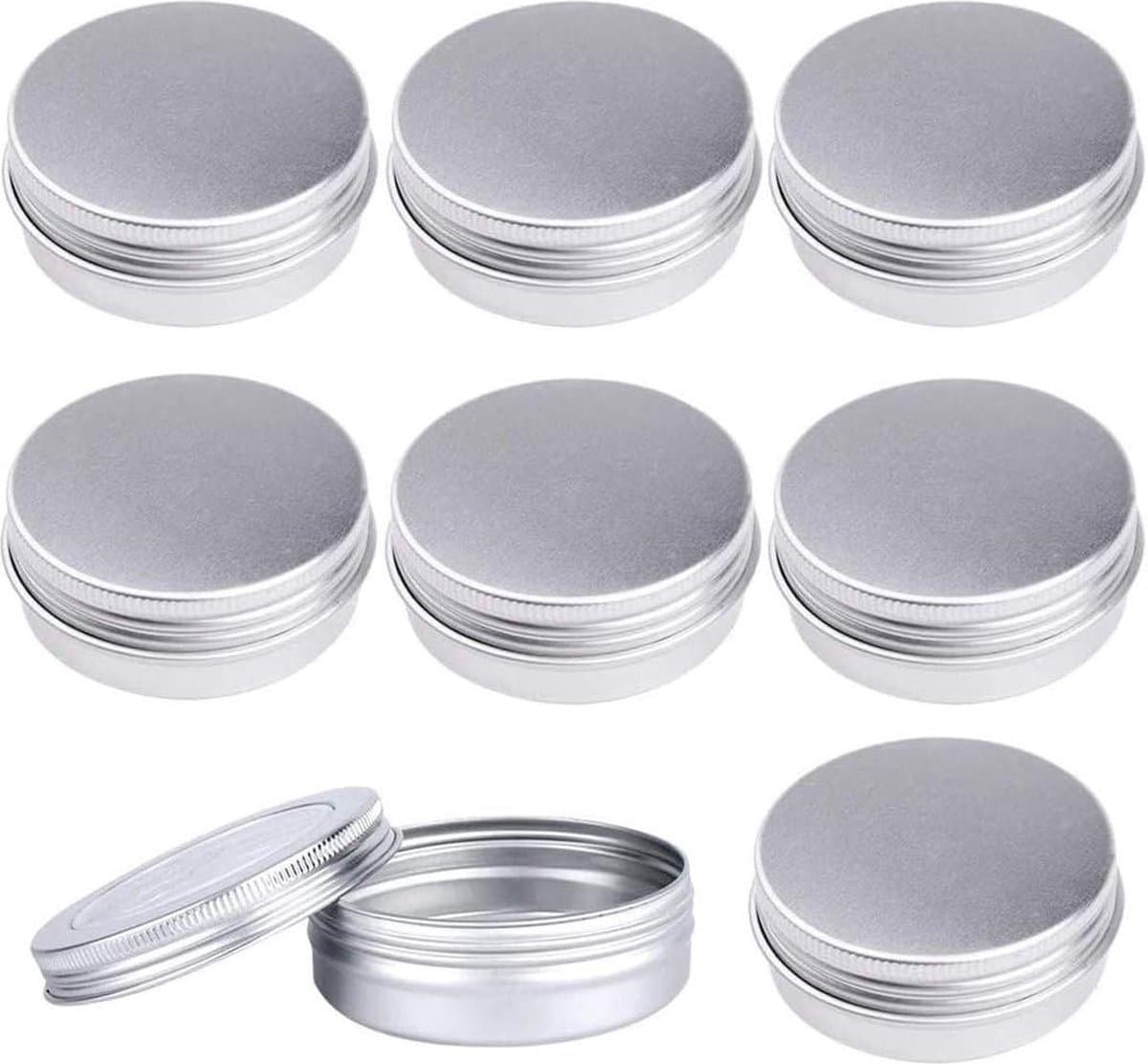 24 stuks lege aluminium potjes - 60 ml zilver crèmepotje met schroefdeksel - lippenbalsem lotion crème maskers mini-kaarsen - cosmetica zilver wit — afbeelding 1