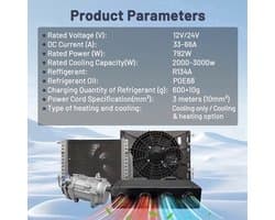 Auto Airconditioning 12V Model1 Heat Cool - 550 W Vermogen - 10500 BTU Koelcapaciteit - ABS+PC Materiaal - Voor Auto En Camper
