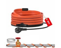 Verwarmingskabel met thermostaat, zelfregulerende vorstbescherming, oranje