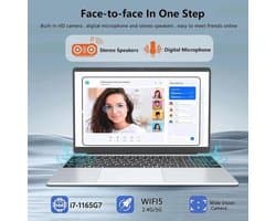 Laptop Ultradun - 16GB RAM 2TB SSD - Intel I7 4,7 GHz - 15,6 Inch IPS Scherm - Windows 11 Pro - Zwart - Zakelijke Laptop