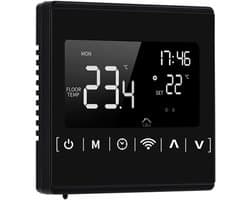 Slimme Thermostaat - Temperatuur Controller - Verwarming Regelen - App Bediening - 85 x 85 mm - Zwart Frame