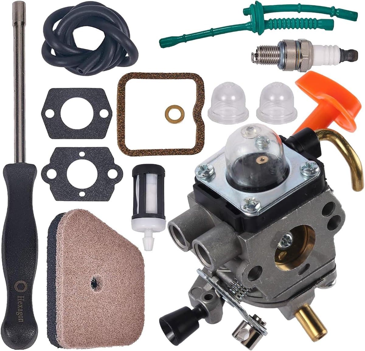 SnelShoppen - FS90R Carburetor voor FS110R FS130R FS100 KM130R FS130 FS90 KM90R KM90 FS110 KM110R HT100 HT101 Grasmaaier met Afstelgereedschap & Venti — afbeelding 1