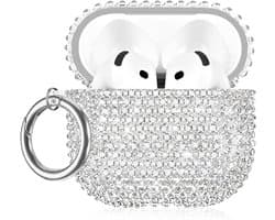 AirPods 4 Hoesje - Oordopjes Case - Bescherming Opladen - Met Strass Diamanten - 50 Gram - Zilver