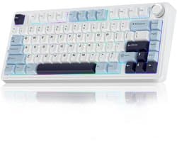 AULA F75 75% Draadloos Mechanisch Gaming Toetsenbord - Hot-swapbaar met Boterzacht Gevoel - Vooraf Gesmeerde Reaper Switches - 2.4GHz/Type-C/BT5.0 - RGB Achterverlichting - Wit & Blauw