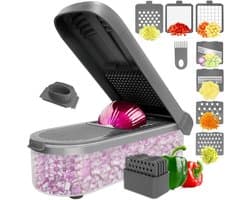 Groentechopper met container - Keuken snijder - Snel groenten snijden - Antislip basis - 293 cm - Grijs