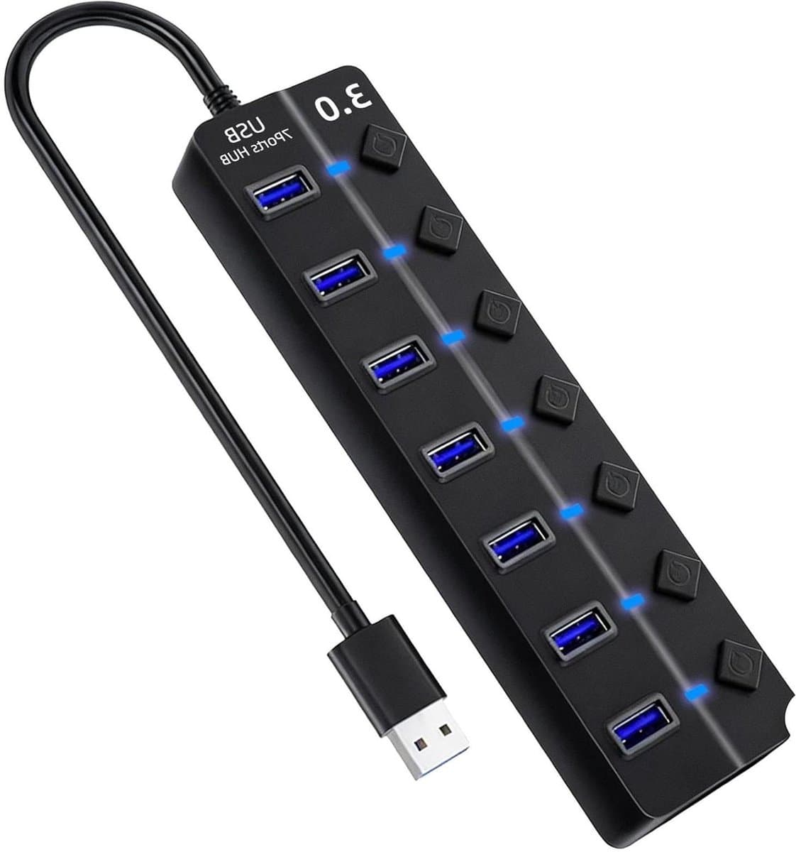 USB Hub - Verlenger Poorten - Apparaten Verbinden - 7 Poorten - 5 Gbps - Zwart — afbeelding 1