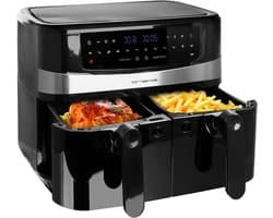 Dubbele Heteluchtfriteuse - Airfryer Frituur - Gezond Koken - Smart Finish Functie - 10 Liter Totaal - Zwart