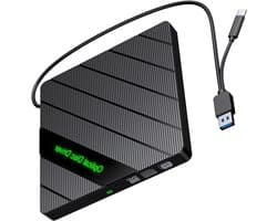 Externe CD/DVD Brander - Optische Drive Lezer Brander - Software Installeren - Geïntegreerde Cardreader Hub - 15.5 cm - Zwart