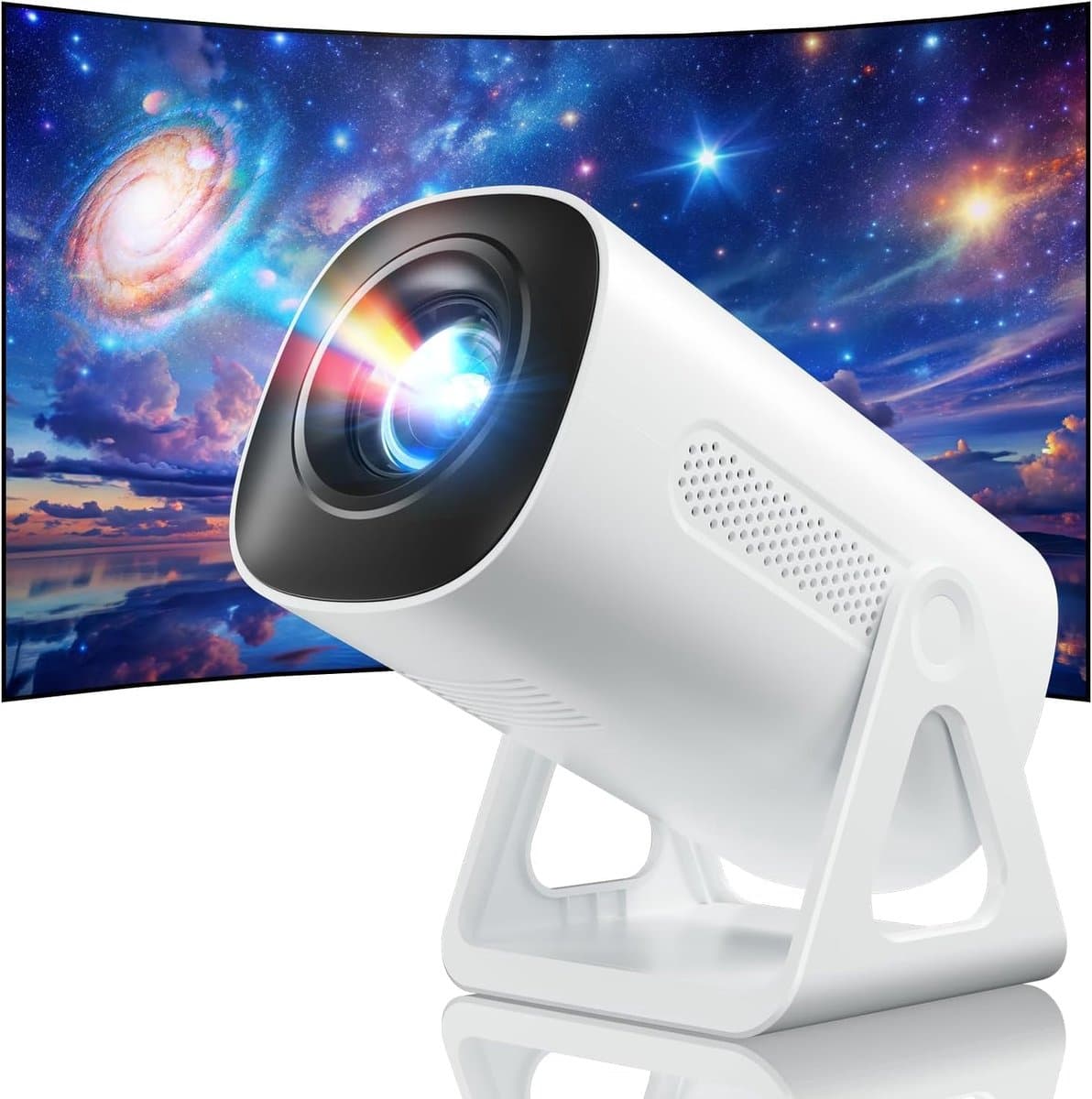 SnelShoppen - Draagbare 4K Beamer Mini-Projector met WiFi, Bluetooth, 270° Rotatie, Thuisbioscoop, Ster Overheadprojector voor Telefoon, PS5, HDMI, TV — afbeelding 1