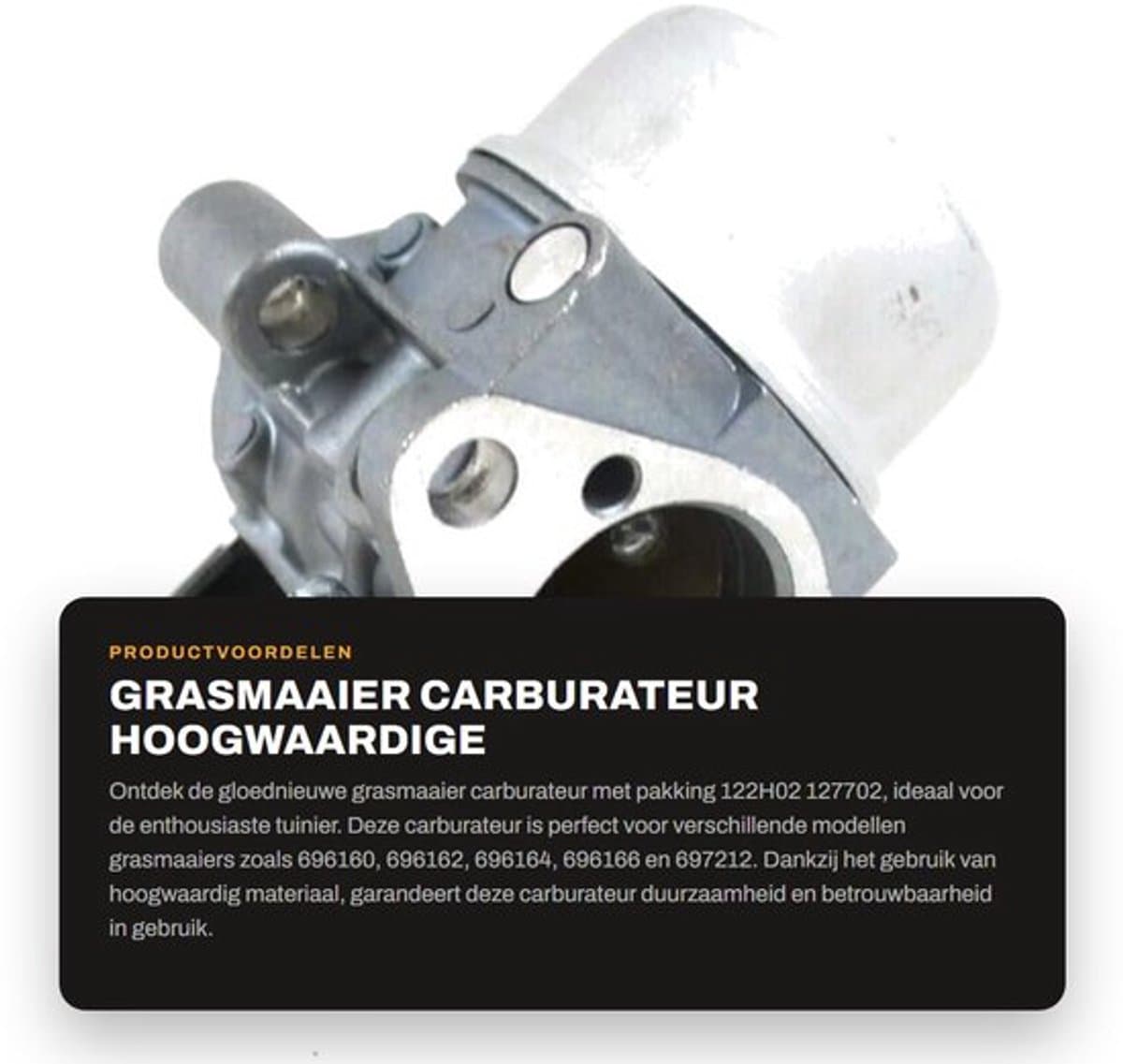 Carburateur Gloednieuw - Grasmaaier - Pakking 122H02/127702 - Onderdeel 696160/696162/696164/696166 - Hoogwaardig Materiaal - Duurzaam - Grasmaaieronderdeel — afbeelding 1
