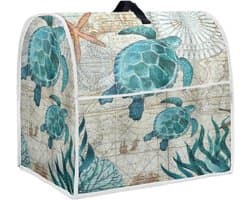 Mixerhoes Keukenapparaat - Keukenmachine Cover Organizer - Keuken Organiseren - Met Opbergvakken - 37.5x27.5x43.5 cm - Vintage Zeeschildpad