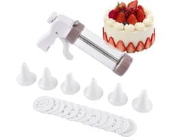 Koekjesmaker Apparaat - Koekjespers Bakgereedschap - Zelf Koekjes Maken - 13 Vormschijven - 22x14.5 cm - Wit