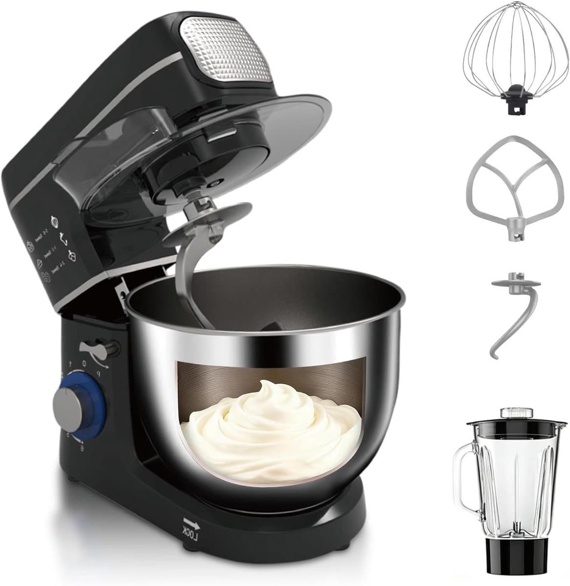 Keukenmixer - Bakmachine - Bakken en Koken - 1400W Krachtige Motor - 10 Liter Kom - Zwart — afbeelding 1