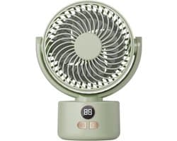KZQ USB tafelventilator wit – 1200mAh oplaadbaar, 3 snelheden, stil (<25dB), 140° kantelbaar, 120° slingerend