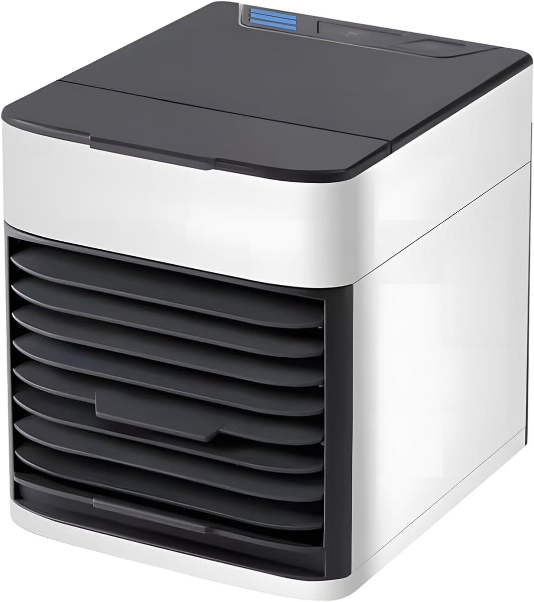 Mini Aircooler – USB Luchtkoeler met Bevochtiger – 375ml Watertank – 3 Snelheden – Draagbaar – voor Bureau & Slaapkamer — afbeelding 1
