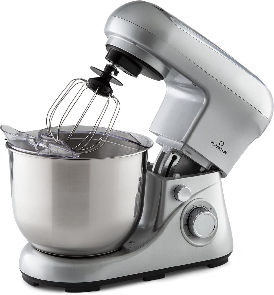 Klarstein Keukenmachine Knetmaschine zum Backen, 1300W Teigmaschine klein, 6 standen, Schneebesen & Knethaken, 5L kom, planetair , roermachine met Mixer, keukenmachines voor Brotteig - Keukenmachine - voor Keuken - Garde - RVS — afbeelding 1