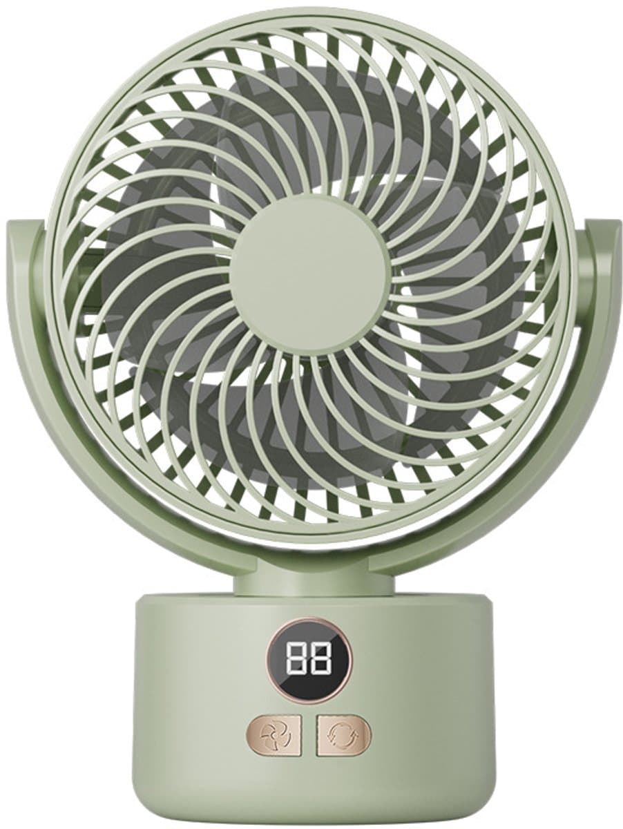 VHV - Ventilator - Tafelventilator - Mini ventilator - Oplaadbare bureauventilator - Stille tafelventilator - Met USB-aansluiting - Kleine ventilator voor de slaapkamer - Oscillerende - Voor langdurig gebruik - Groen — afbeelding 1