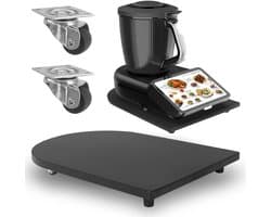 Bamboe Glijbord - Keukenmachine Accessoire - Apparaat Verplaatsen - 360 Graden Wielen - 12mm Dik - Zwart