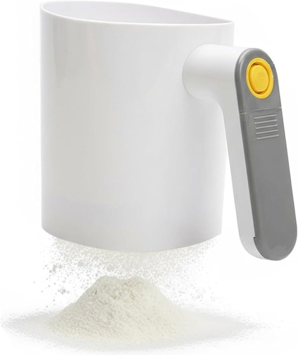 Elektrische Bloem Zeef - Bak Zeef - Bakken Vereenvoudigen - Eén Hand Bediening - 1 Liter Capaciteit - Wit — afbeelding 1