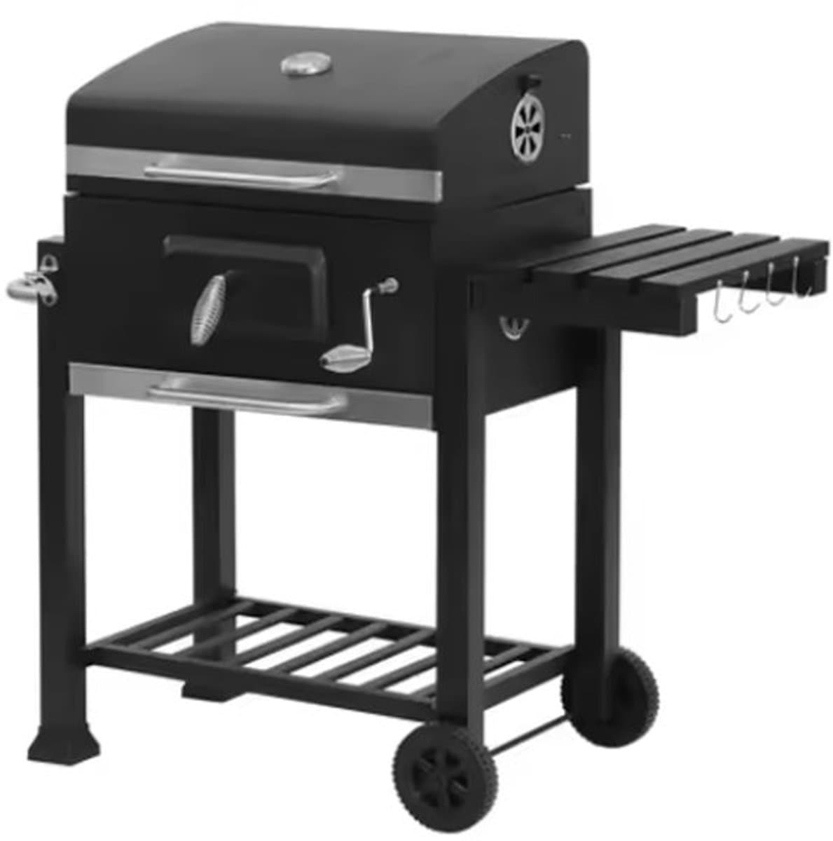 Aafinity Houtskoolbarbecue met Deksel - Buitenbarbecue met Verstelbare Houtskoolbak, Zijtafel, Thermometer en Waterdichte Hoes — afbeelding 1