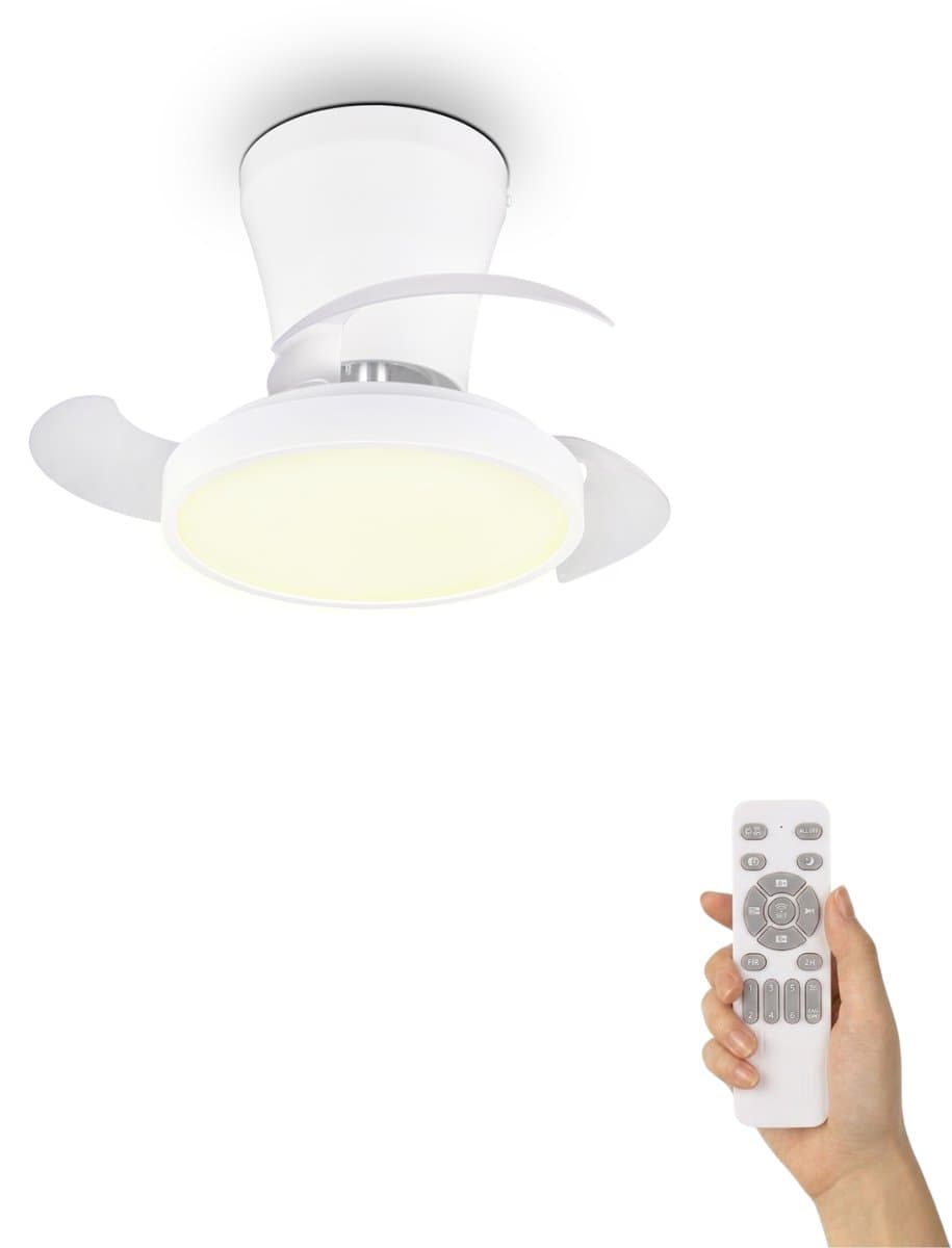 Fantiluxe - Kasper - Plafondventilator met verlichting - Wit - Ø41cm - Afstandsbediening - Met lamp - Plafond ventilator - Slaapkamer — afbeelding 1