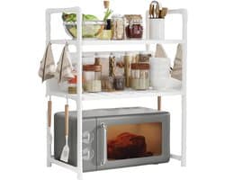 Magnetron Standaard - Keukenrek - Ruimte Besparen - Dubbellaags Ontwerp - 5.2 x 28 x 5.2 cm - Wit