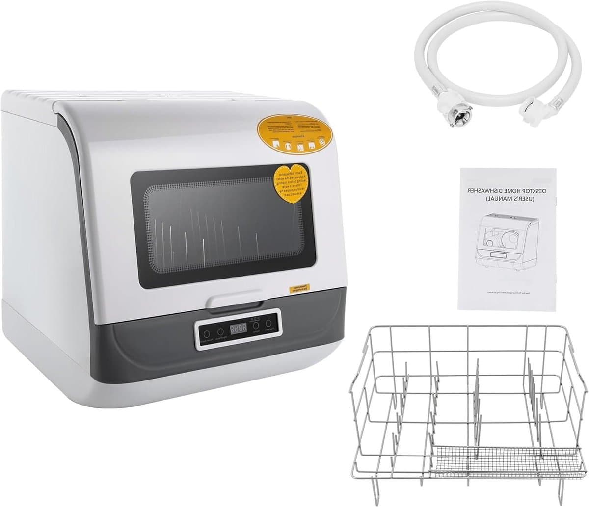 Tafelvaatwasser - Compacte afwasser - Snel servies reinigen - Automatische droogfunctie - 4-6 sets - Wit — afbeelding 1