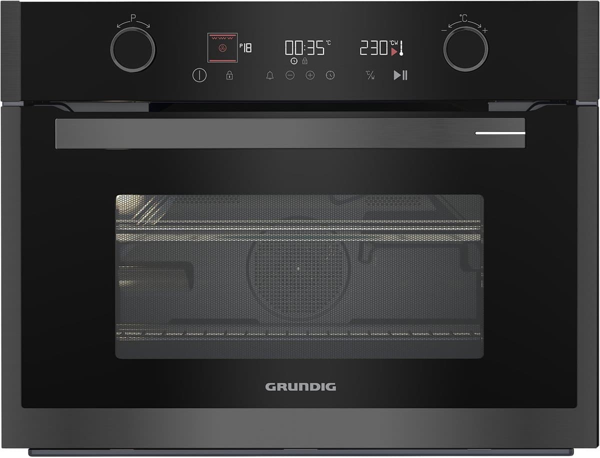 Grundig GEKW19400DX compacte oven met magnetronfuncties 45 cm, EEK A — afbeelding 1