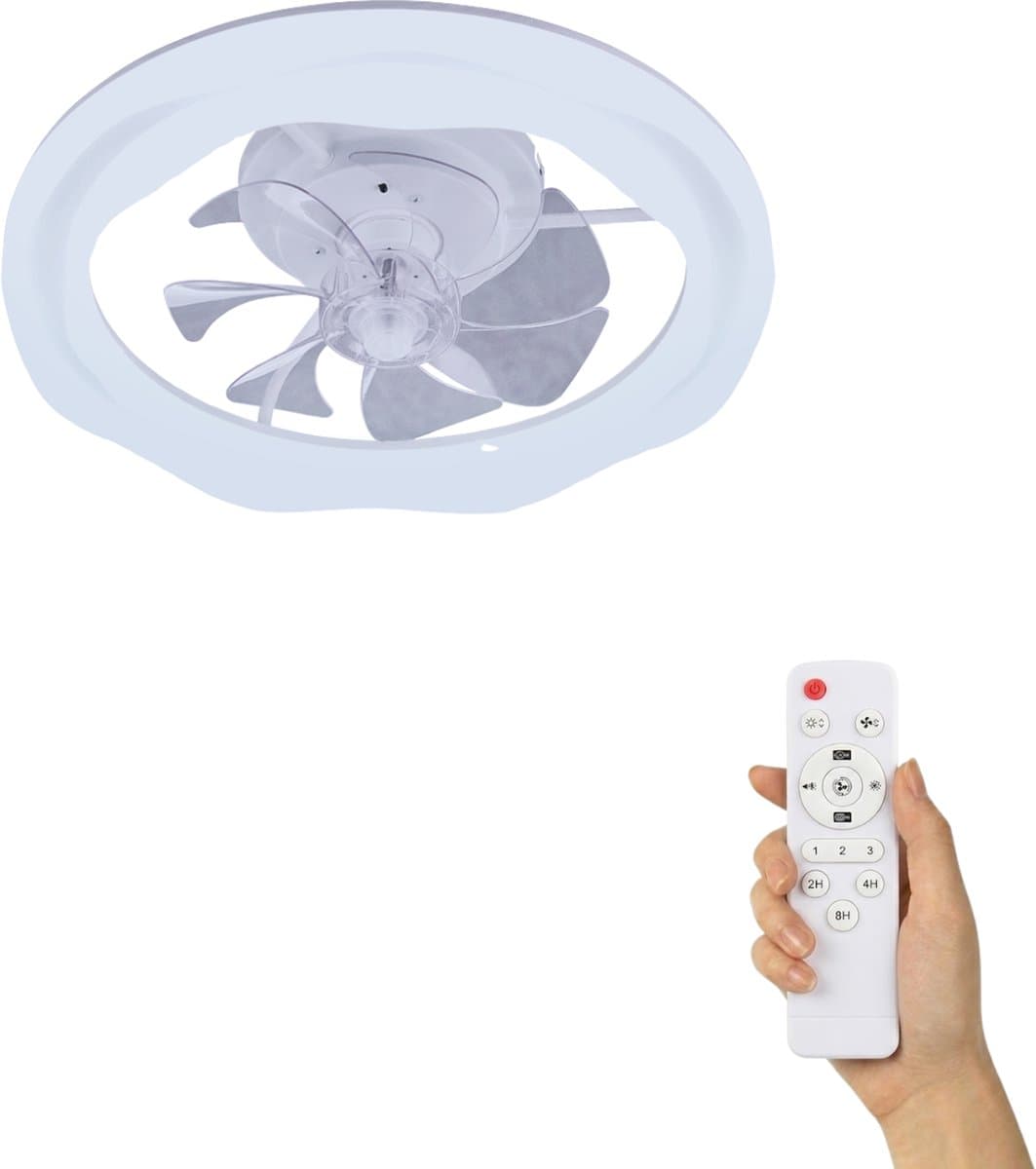 Fantiluxe - Greta - Plafondventilator met verlichting - Wit - Ø50cm - Afstandsbediening - Met lamp - Plafond ventilator - Slaapkamer — afbeelding 1