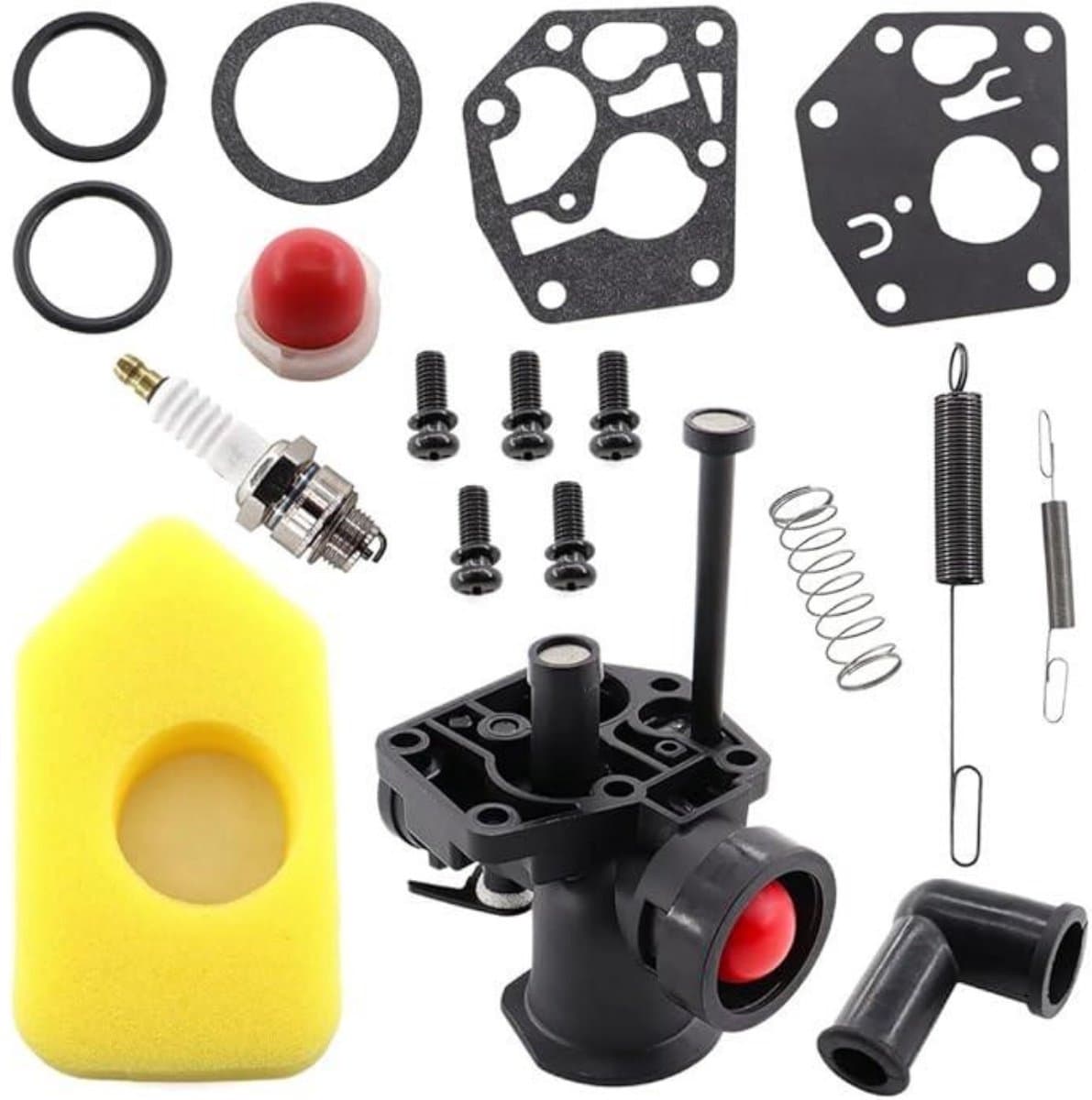 GELLDG Onderhouds- en afstelset voor grasmaaier – Carburateurkit met luchtfilter – Geschikt voor Briggs & Stratton 499809 498809A 494406 795477 795469 794147 699660 – Kunststof – Complete set onderdelen voor motoronderhoud — afbeelding 1