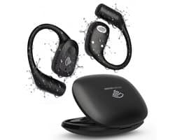 Golden Sound Open Ear oortjes - Sport oordopjes - Oortjes draadloos - Draadloze oordopjes - Audio - Hardlopen - 40 uur batterijduur - Bone Conduction - IPX6 Spatwaterdicht - Oortjes - Zwart