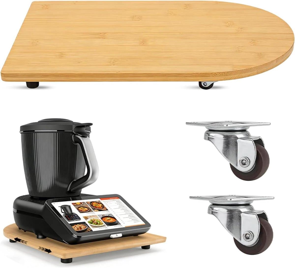 Keukenmachine Glijplank - Apparaat Rolplank - Moeiteloos Verplaatsen - Beschermt Weegschaal - 41x30cm - Houtkleur — afbeelding 1