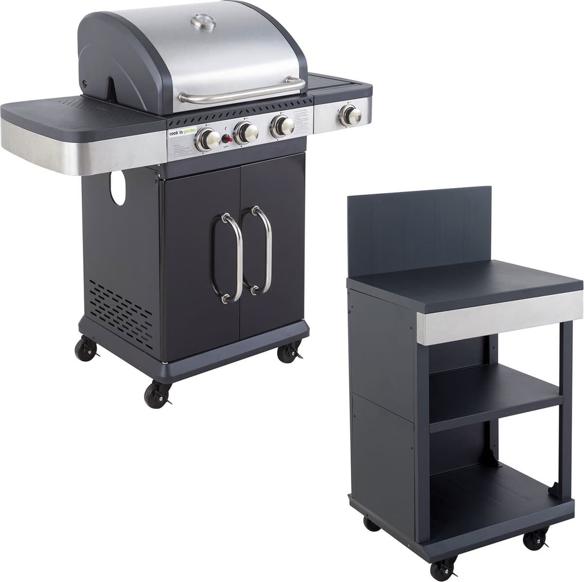 Gasbarbecue FIDGI 3 met sideboard — afbeelding 1