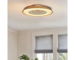Plafondventilator Cakir met stereffect en aanpasbare kleurtemperatuur - rotan kap