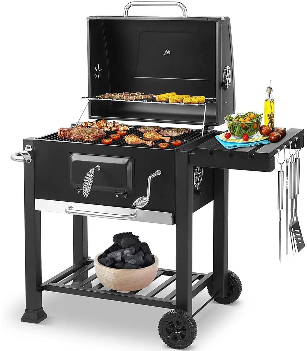 Barbeque - Houtskool BBQ Grill - Barbecuevat met Wielen - Voor Buiten - 113 x 53,5 x 100 cm - Rokers Barbeque - — afbeelding 1