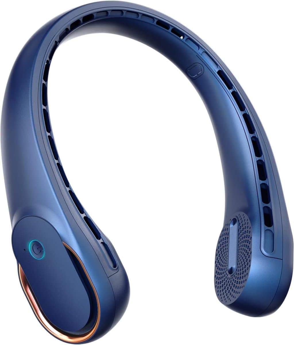 Nekventilator Draagbare Persoonlijke Ventilator - 4000mAh Sterke Wind 360° Koeling - Geen Haarophoping Dubbelzijdige Luchtstroom - Snel opladen Lange Gebruiksduur Anti-slip - Cadeau voor Dames, Mannen - Zwart - 1 Stuk — afbeelding 1