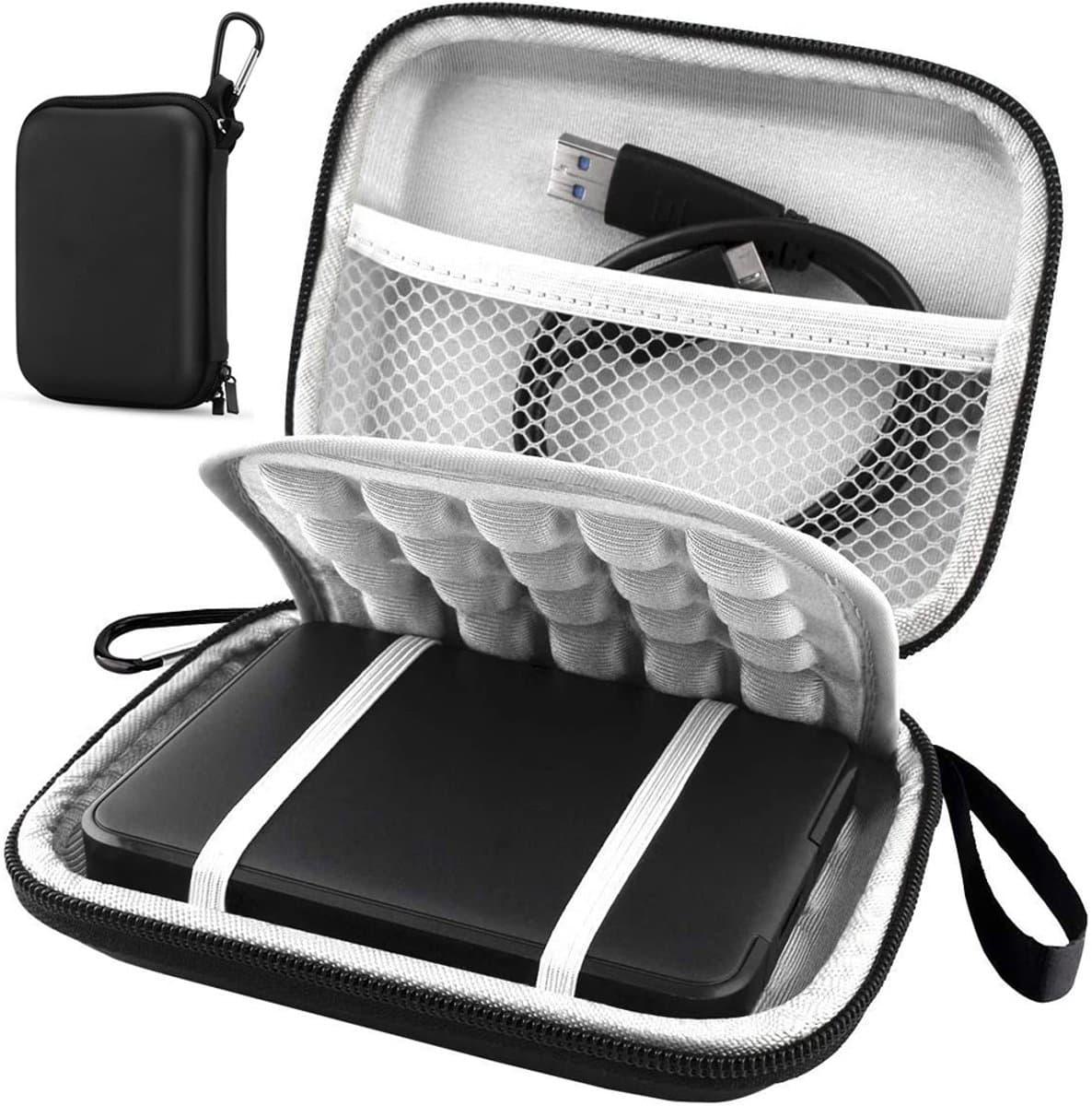 Oneay Schokbestendige zwarte beschermhoes / harde koffer / tas / harde schijfbehuizing voor 2,5 inch draagbare externe harde schijf — afbeelding 1