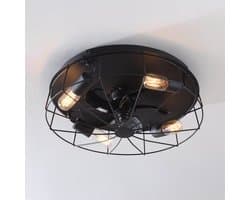 LumenXL - Industriële plafondventilator Fistik - Zwart - Zomer- en winterfunctie - E27 fitting