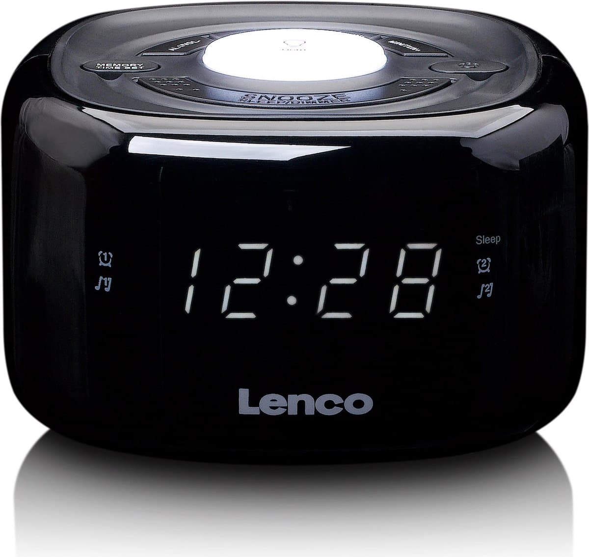 Lenco CR-12BK - Wekkerradio met Dimmerfunctie - Nachtlamp - Zwart — afbeelding 1