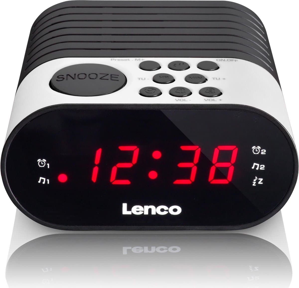 Lenco CR-07 White - Wekkerradio met Slaaptimer - Dubbel alarm - Wit — afbeelding 1