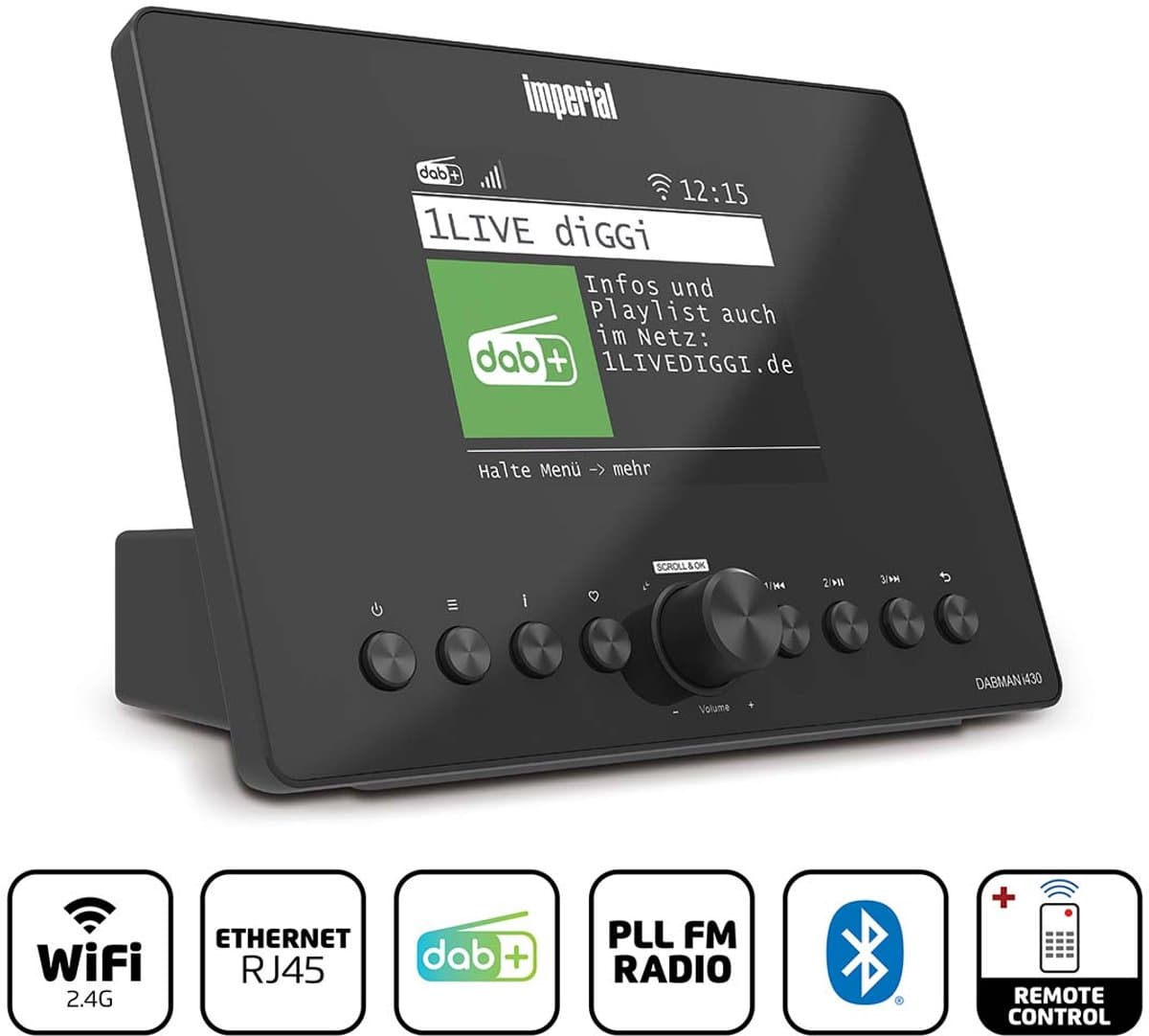 Imperial DABMAN i430BK - Tuner - Internetradio - DAB+ / FM - WiFi & LAN - Bluetooth — afbeelding 1