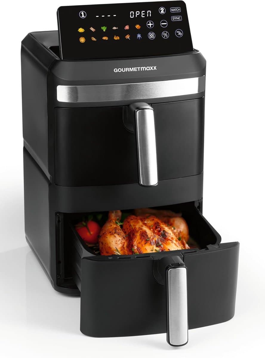 Verticale Dubbele Heteluchtfriteuse XL met 12 Liter Inhoud en Touchscreen — afbeelding 1