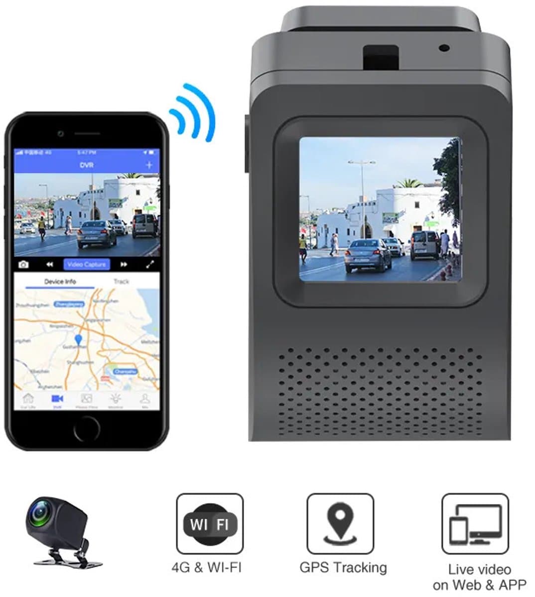 Mini Dash Cam 1080P 4G Remote Monitoring Auto Dash Cam Life View — afbeelding 1