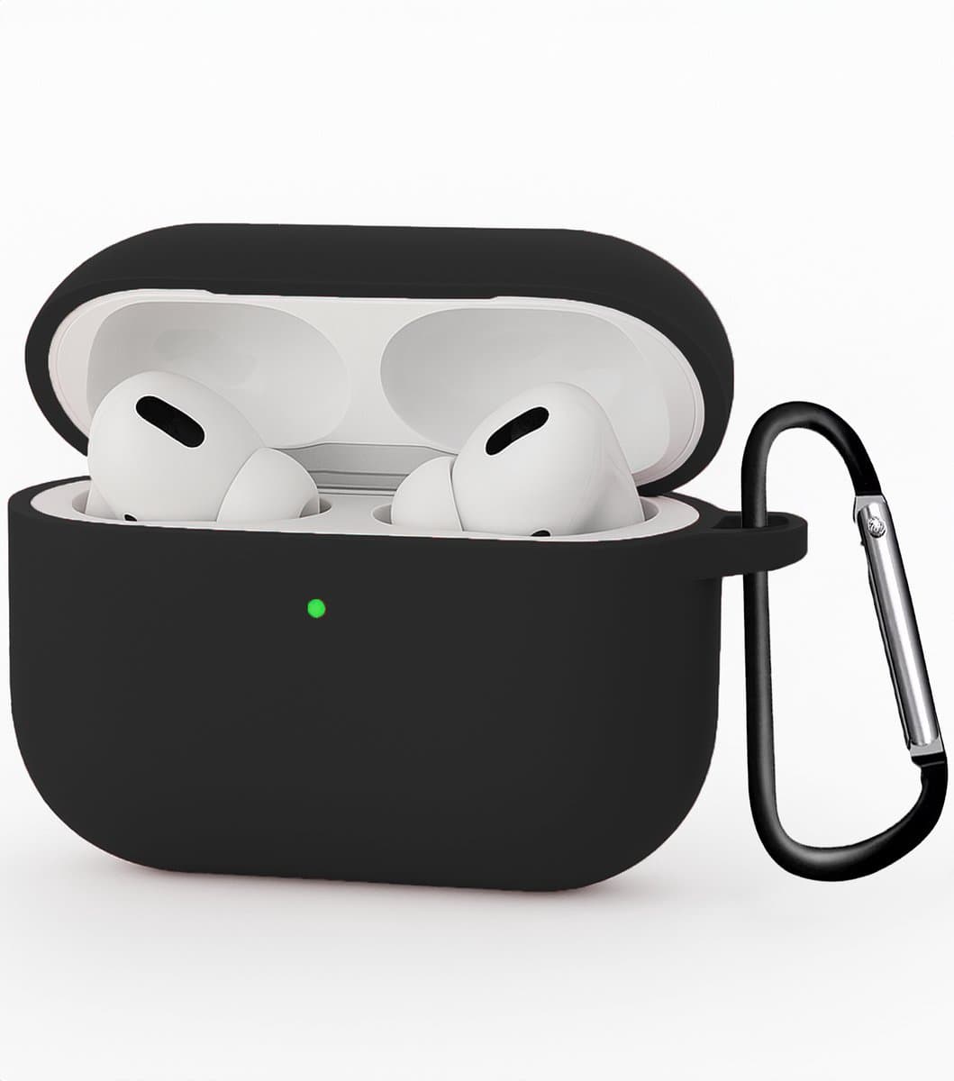Hoesje - Geschikt voor Apple Airpods Pro 3 - met Clip - Siliconen Hoes - Silicone Case Cover - Zwart — afbeelding 1