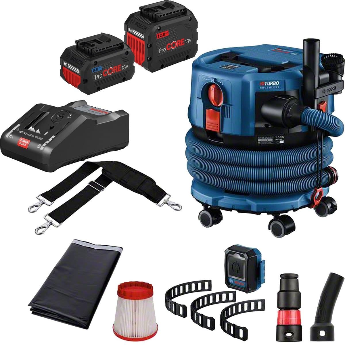 Bosch accu stofzuiger GAS 18V-12 MC / 1x 8.0 + 1x 12.0 Ah ProCORE... — afbeelding 1